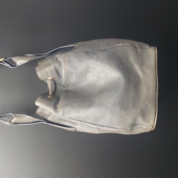 ❌SOLD❌5.95 Shipping - Anthropologie Miss Albright Torrie Gray Leather Bucket Bag - Picture 5 of 15